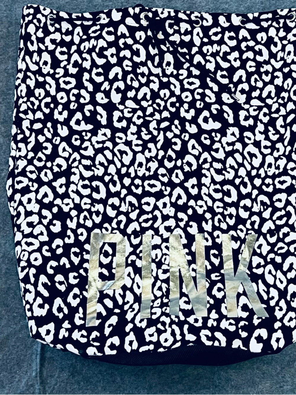 Rare Victoria's Secret PINK Black and White Leopard Print laundry bag